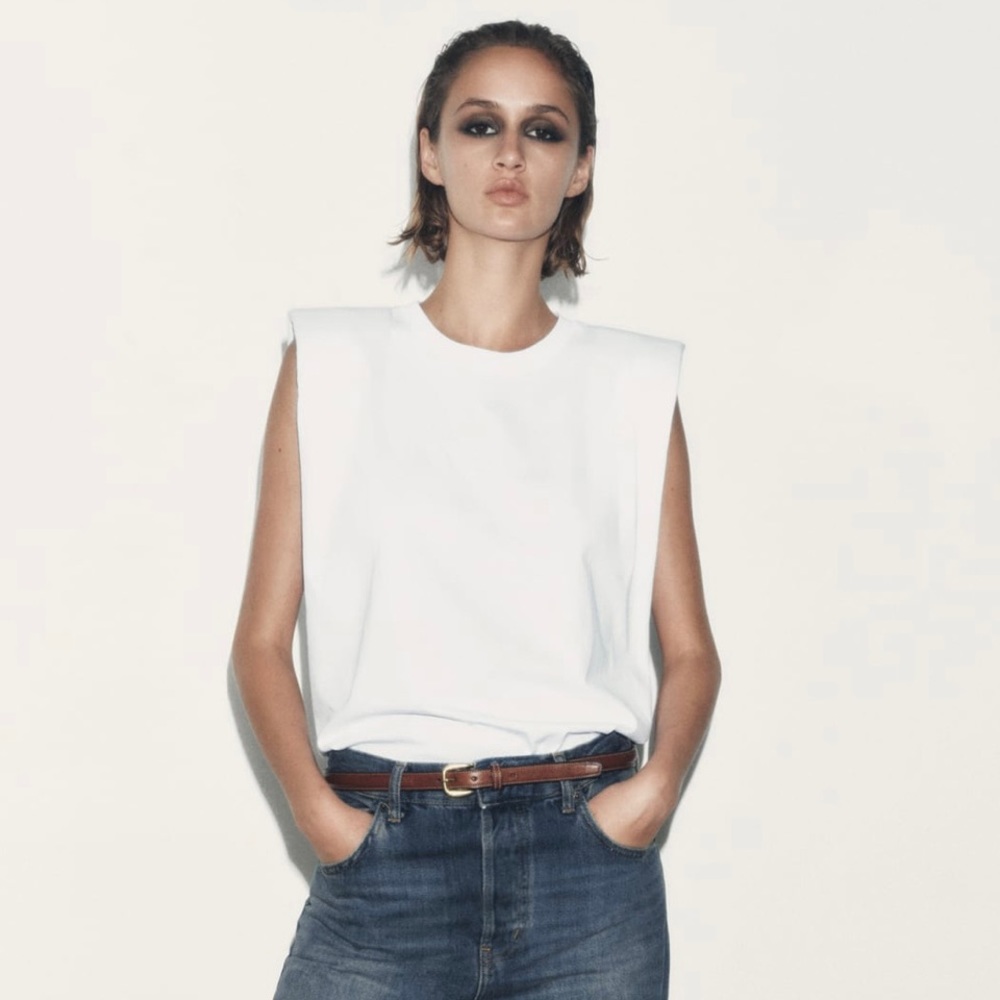 Zara Shoulder Pad Muscle Tank Top Size Small